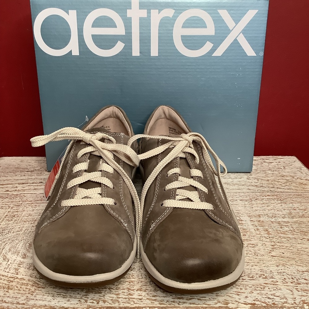 Aetrex Dana Lace-Up 9-9.5 Taupe Comfort Support Casual Sneakers Antimicrobial - Picture 5 of 14